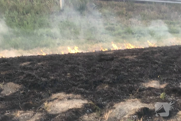 Tientallen meters berm in brand