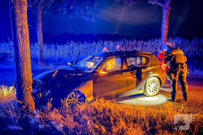 Bestuurster botst met auto tegen boom