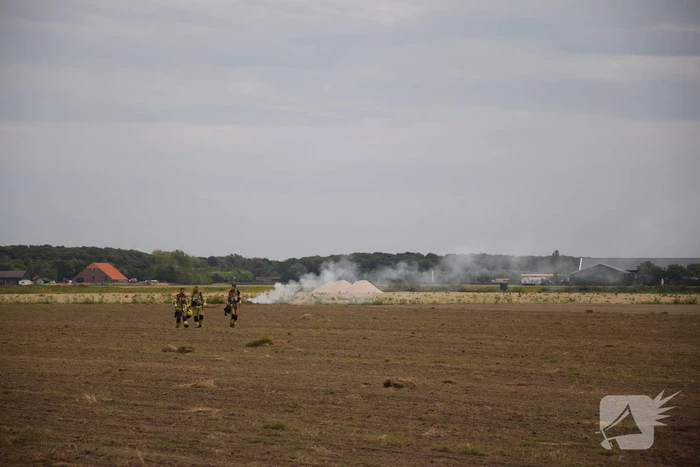 Brand door omploegen van weiland