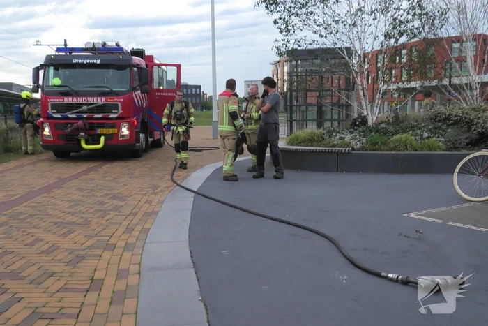 Rieten fietsmand in vlammen opgegaan