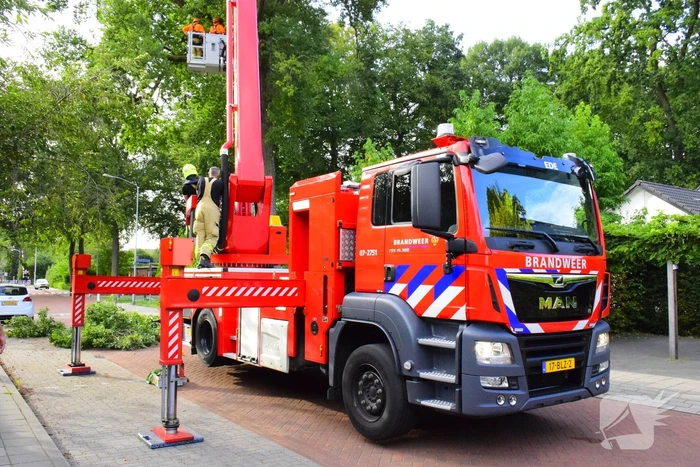 Brandweer ingezet voor gevaarlijk hangende tak