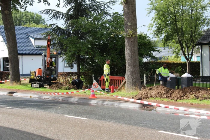 Gasleiding geraakt bij graafwerkzaamheden