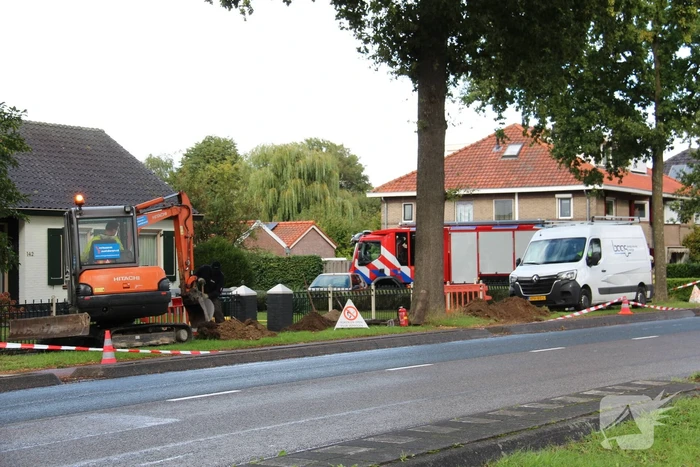 Gasleiding geraakt bij graafwerkzaamheden