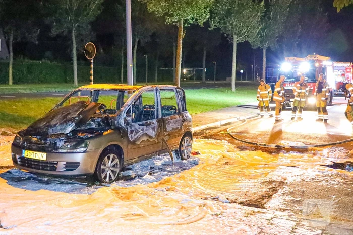 Geparkeerd auto verwoest vanwege brand