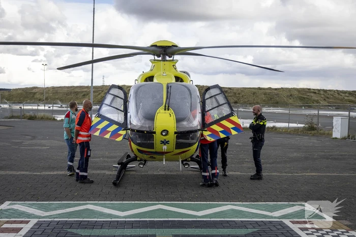 Traumahelikopter landt op circuit