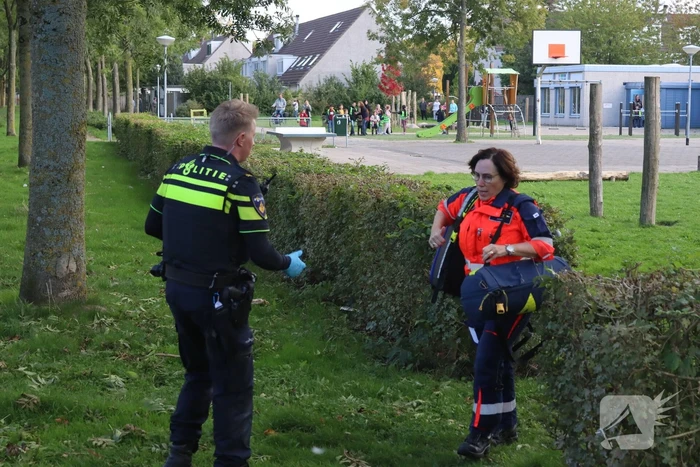 Persoon belandt onder bestelbus