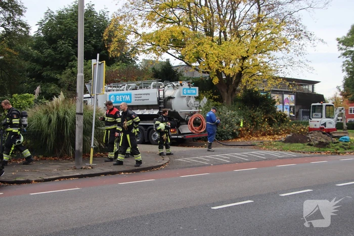 Gasleiding geraakt bij graafwerkzaamheden