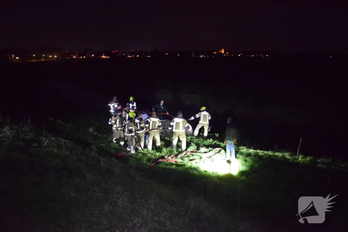 Brandweer redt paard uit een sloot