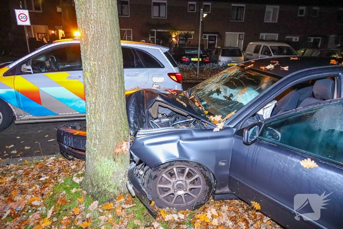 Automobilist eindigt tegen boom