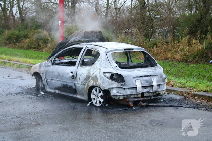 Auto verwoest door brand