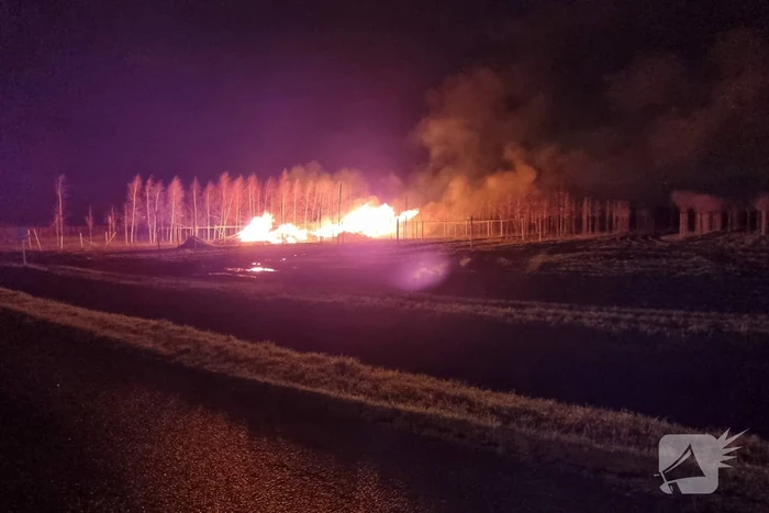 Stapel hout in brand