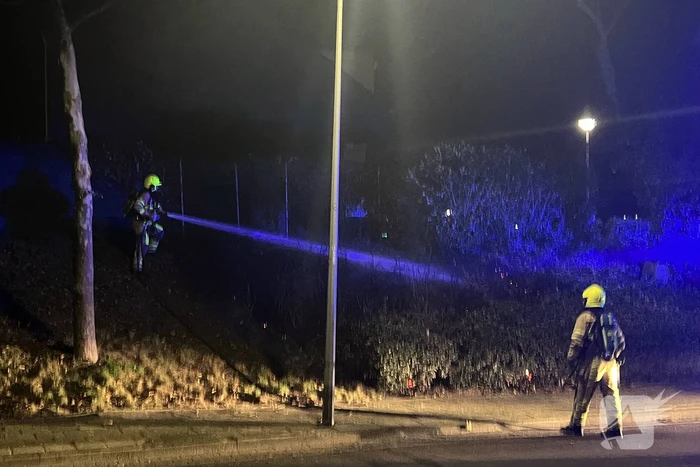 Buurtbewoners doen bluspoging brandende heg
