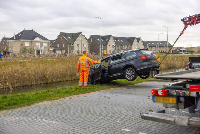 Auto te water na vergeten van handrem