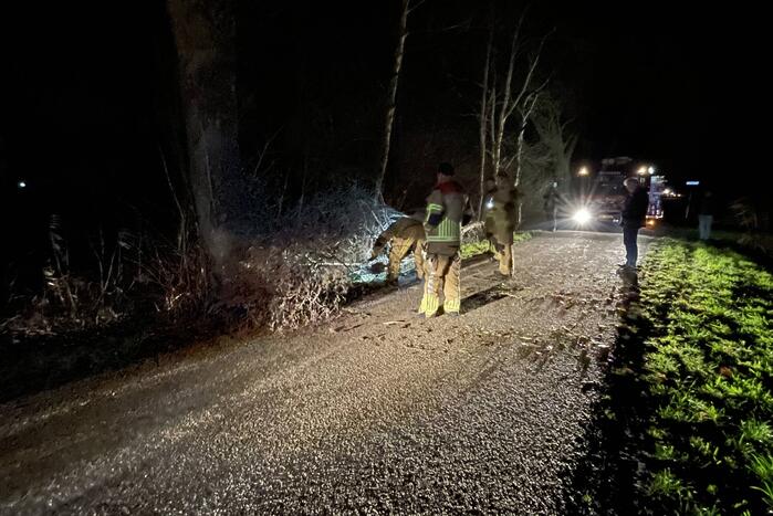 Weg geblokkeerd door omgevallen boom