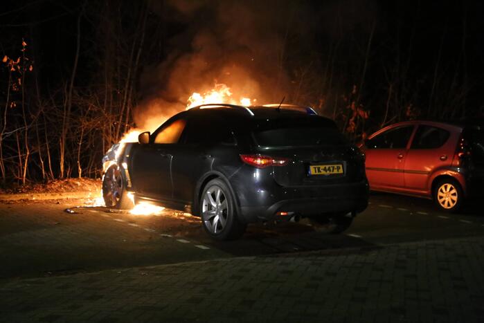 Geparkeerde auto uitgebrand