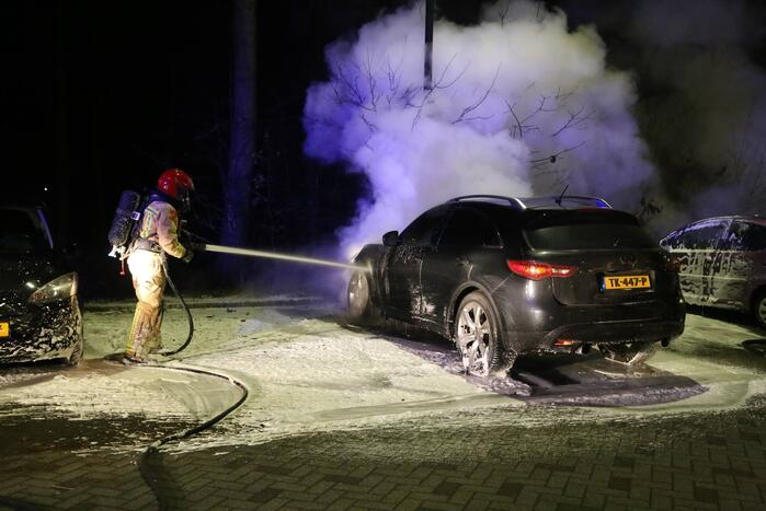 Geparkeerde auto uitgebrand