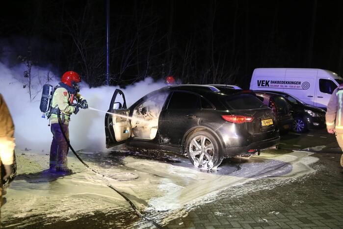 Geparkeerde auto uitgebrand