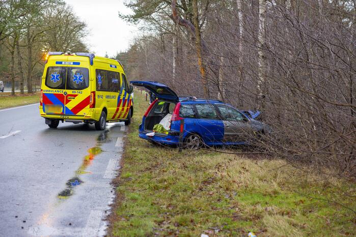 Automobilist raakt van de weg en botst tegen boom