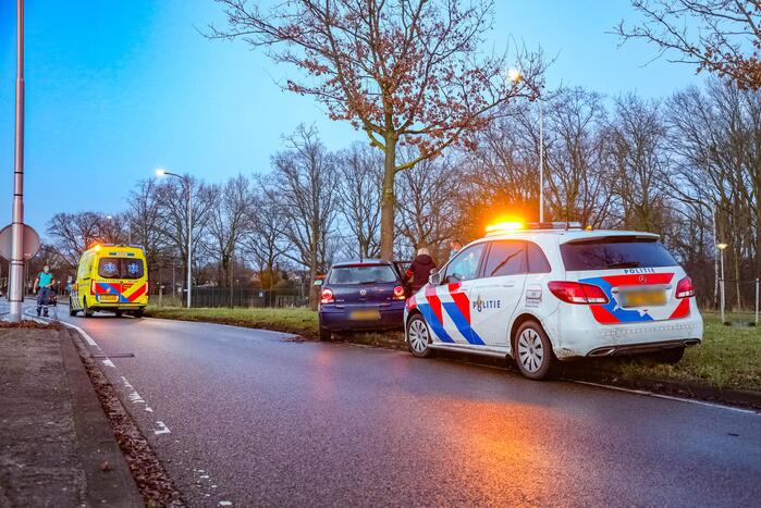 Bestuurster raakt van de weg en botst tegen boom