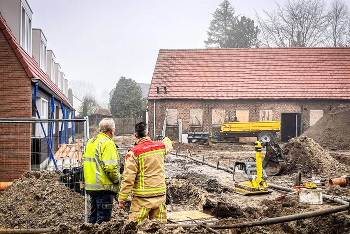 Gaslekkage ontstaan bij werkzaamheden op bouwterrein