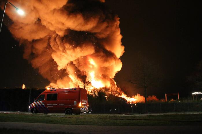 Grote uitslaande brand in bedrijfspand