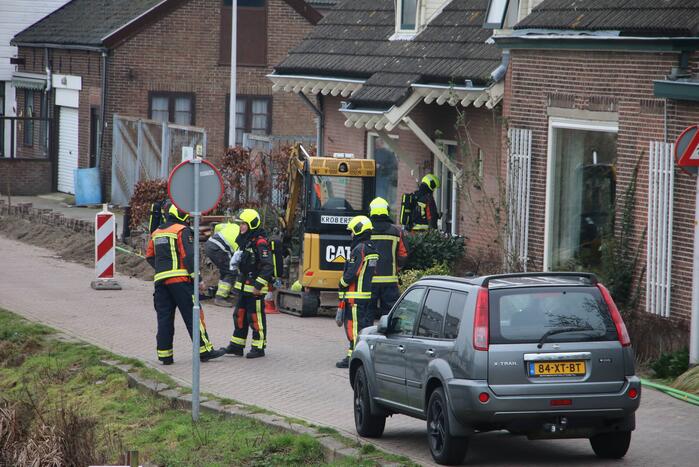 Gasleiding geraakt bij graafwerkzaamheden