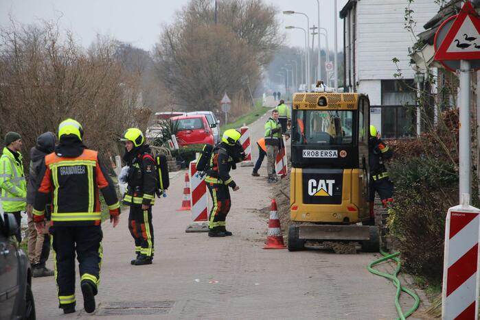 Gasleiding geraakt bij graafwerkzaamheden