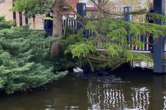 Duiker zoekt in water naar gestolen telefoon