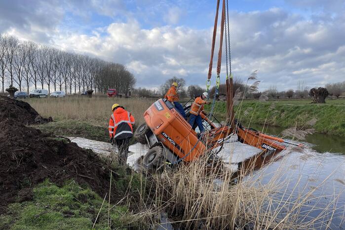 Graafmachine belandt in sloot