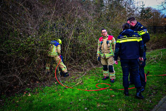 Brandweer redt ree uit hek