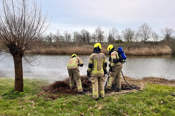 Veel rook en vuur bij brand in riet