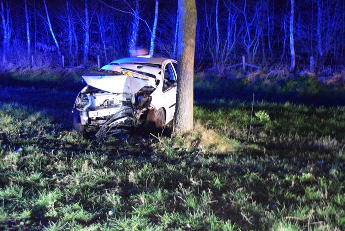 Automobilist belandt tegen boom