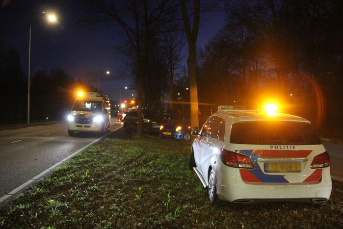 Bestelbus crasht tegen boom