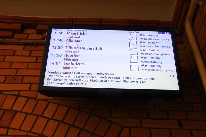 Treinen stilgelegd vanwege storm Eunice