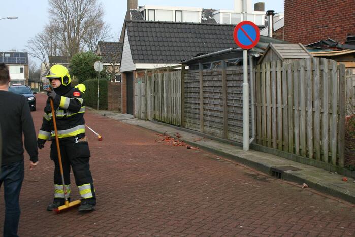 Gevel stort in door harde wind