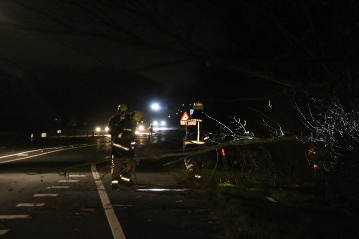 Provincialeweg tijdelijk afgesloten door stormschade