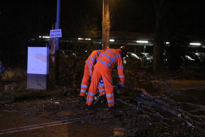 Boom valt om op terrein bij tankstation