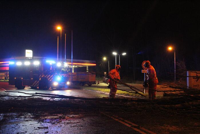 Boom valt om op terrein bij tankstation