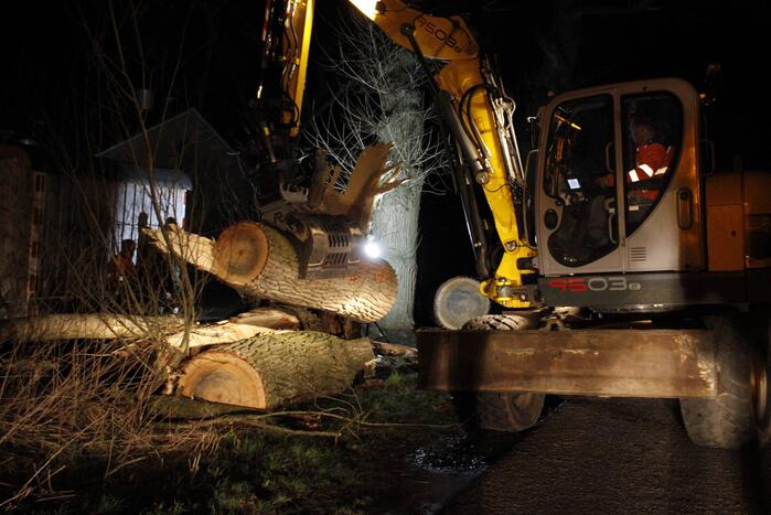 Brandweer zaagt grote boom in stukken