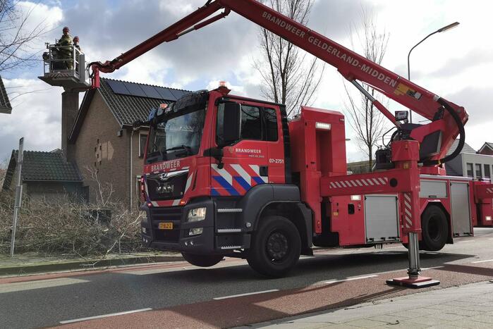 Boom dreigt op woning te vallen