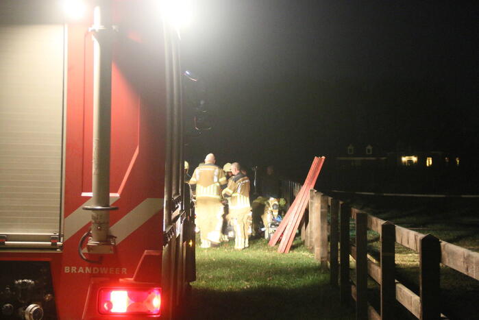 Brandweer helpt paard omhoog