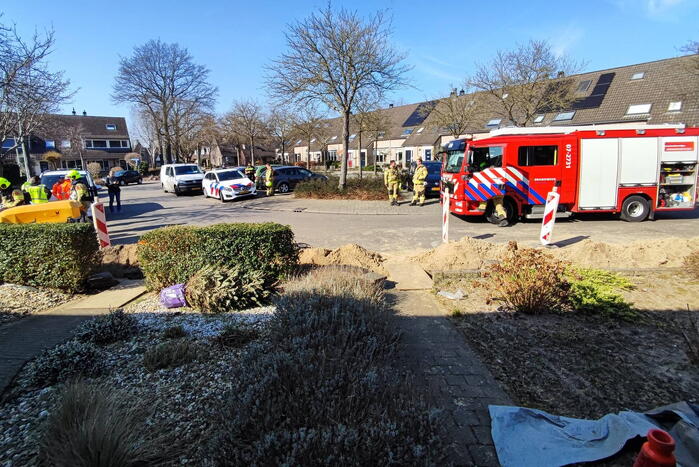 Gasleiding geraakt bij werkzaamheden