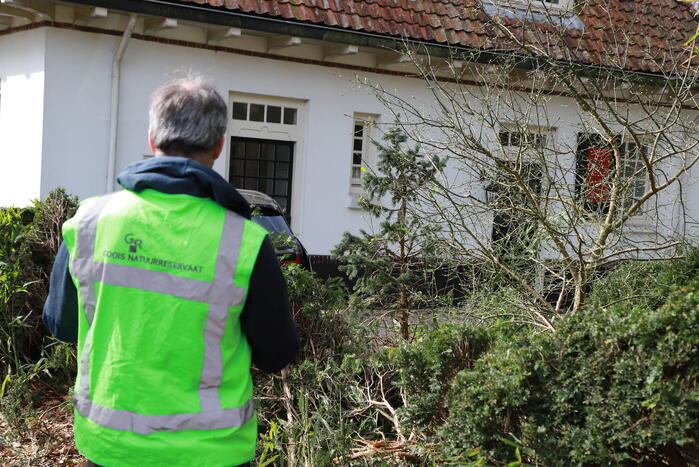 Auto crasht tegen woning