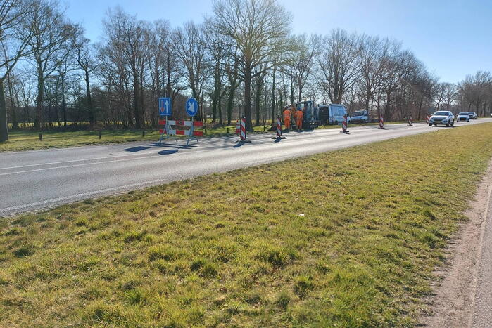 Breuk in waterleiding aan provinciale weg
