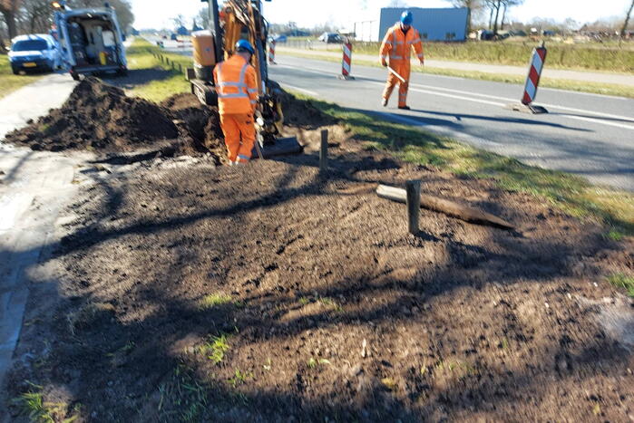 Breuk in waterleiding aan provinciale weg