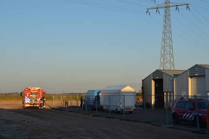 Banden in brand tegen bedrijfspand