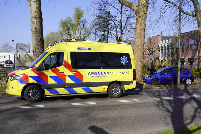 Auto raakt van de weg en botst tegen boom