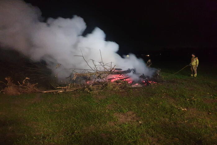 Bomen in brand op weiland
