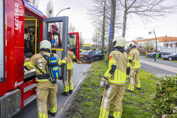 Auto vliegt uit de bocht en botst op boom