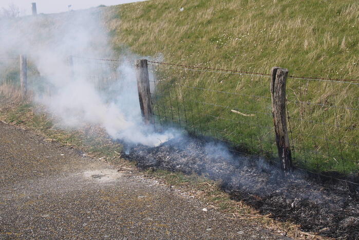 Brand langs dijk snel gedoofd